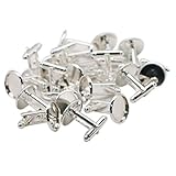 JETEHO 20 Pcs Sterling Silver Cufflink Blanks,Cabochon Cufflink Buttons Base Tray Pendant Frame Setting for DIY Jewelry Making