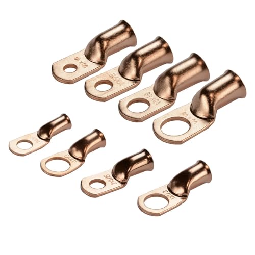 Terminales 4 AWG de cobre M6 para evitar falsos contactos en cables de batería, 5 uds