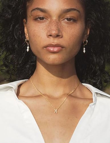 Initial Heart Necklaces for Women - Dainty Cute Necklace Small Layered 14K Gold Plated A-Z Letter CZ Pendant Trendy Satellite Chain Necklaces for Women Non Tarnish Gold Jewelry Set Gift
