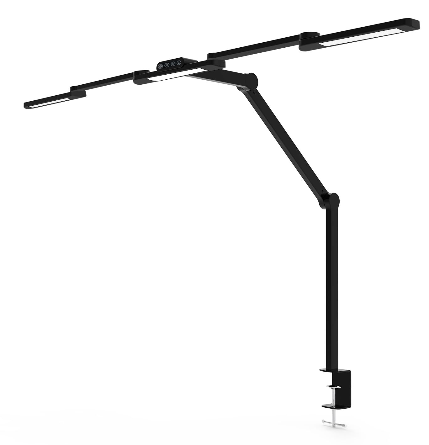 Techly 622724 Lampada LED a Tripla Sorgente Luminosa con Braccio Regolabile e Attacco a Morsetto Nero