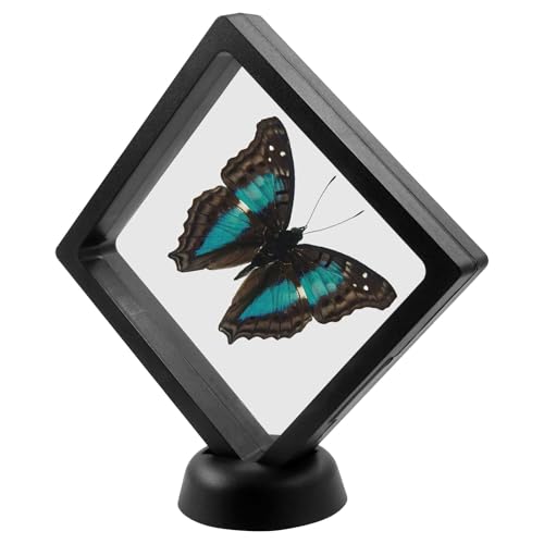 Marvexi 6Pcs 3D Floating Display Case, 4.3x4.3Inch Clear Film Jewelry Storage Box 3D Floating Coin Display Stand for Coin Fossils Rocks/Collectors(with Base)