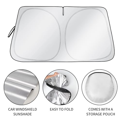 image for LEVOTIYER Windshield Sun Shade - Car Sun Shade with Storage Pouch, Fol