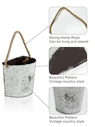 3 Pcs Farmhouse Metal Wall Planter - Rustic Hanging Vase Decor, Outdoor Galvanized Country Artificial Plants Flowers Box Holder Pocket, Garden Balcony Home Chic Decoration #TOP5