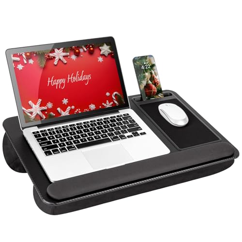 LAPGEAR Home Office Pro Lap Desk with Wrist Rest, Mouse Pad, and Phone Holder - Black Carbon - Fits...