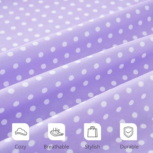 Image of MCO 4Pieces Polka Dot Sheets Set, Breathable Queen Sheet Set with 16 inch Deep Pocket,Modern & Luxury, Brushed Microfiber Bedding Set(Queen, Polkadot Purple)