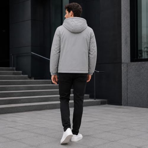 Image of MIA FASHION Men's Hooded Waterproof Rain Jacket Lightweight Wind Resistant Jacket with Zipper Pockets for Bike Riding, Travel & Outdoor Use