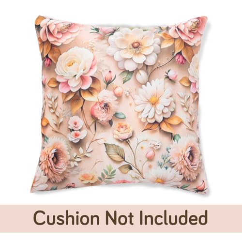Image of HOKIPO 'Nature Muse 7D' Premium HD Printed Holland Velvet Sofa Cushion Cover | 16x16 Inch (40x40 cm) | Pack of 2, Rose Symphony (IN-923-D5*2)