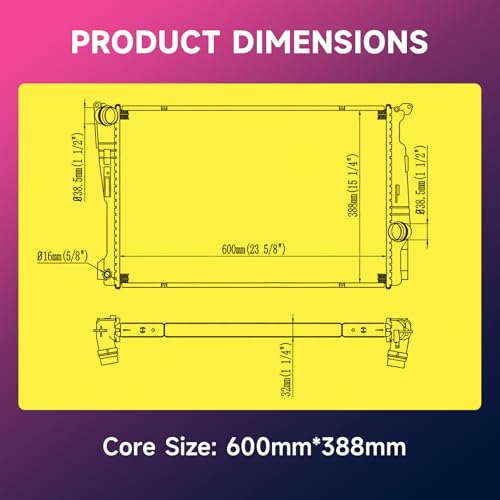 Image of 23-5 /8 inch Engine Coolant Radiator Assembly Compatible with BMW X3 2.0L 2013-2017, X3 3.0L 2011-2017, X4 2.0L 2015-2018, X4 3.0L 2015-2018 Manual Transmission