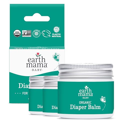 Image of Earth Mama Organic Diaper Balm | Diaper Cream with Calendula | Calm Skin Baby Essentials for Diaper Bag |Multipurpose Baby Ointment, 2-Fluid Ounce (3-Pack)