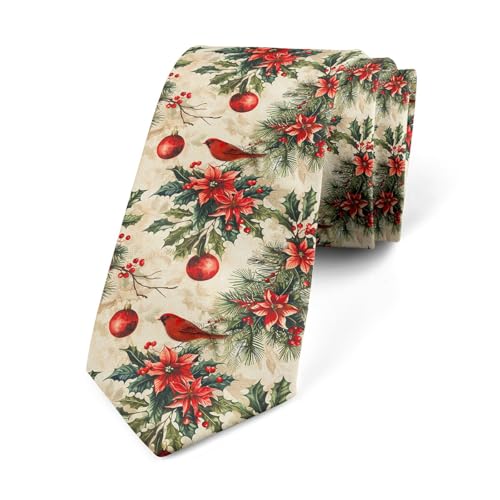 Mens Tie Flores Rojas Y Verdes Divertida Corbatas Elegantes Accesorios De Traje Para Eventos Negocios Fiesta