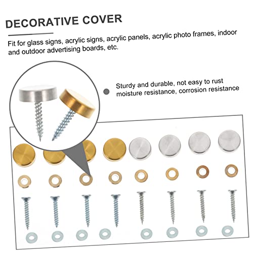 Juego de 16 sets de tornillos decorativos para panel de acero inoxidable para fijación de espejos miniatura 7