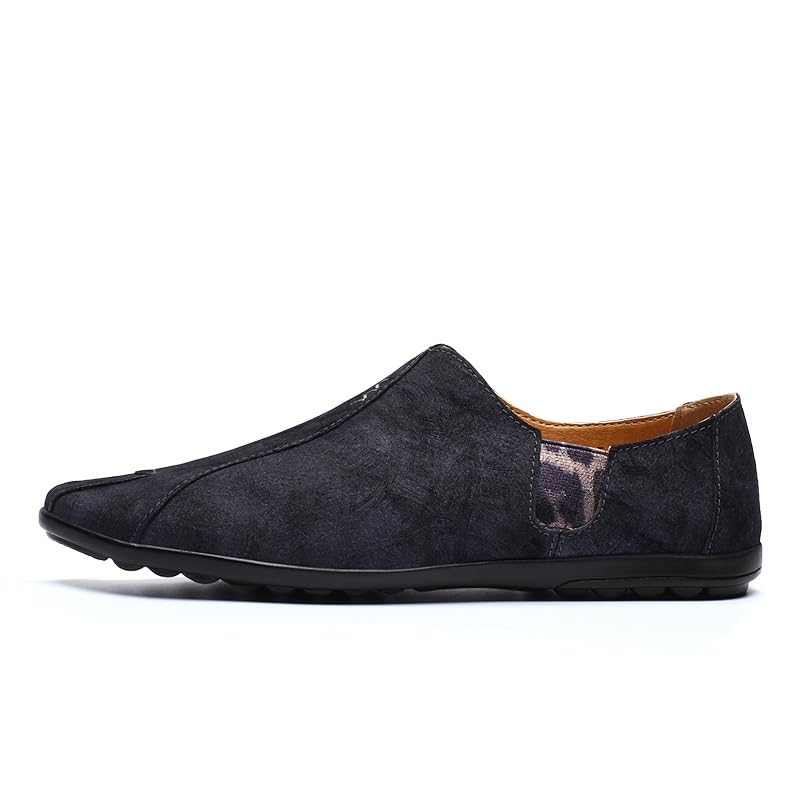 Loafers for Men Retro Printing Leather Loafers Flexible Comfortable Slip Resistant Classic Slip-ons