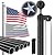 FFILY Heavy Duty 25 FT Flag Pole - 13 Gauge Extra Thick Aluminum Flagpole Kit with Embroidered Stars 3x5 American Flag for Outside House In Ground - 80MPH Wind Tested (Black, 25 FT(1.8mm Thick))