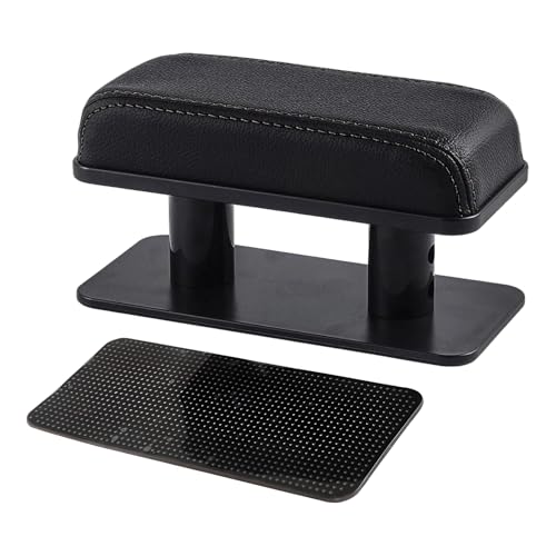 MTRPS Car Armrest Pad Adjustable Height Left Elbow Support Anti-Fatigue Car Door Arm Rest Cushion Leather Central and Side Booster Pad Relieve Drivers Arm Fatigue Car Accessories (Black)