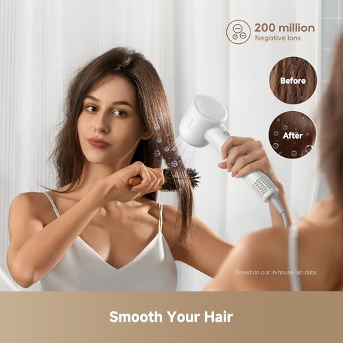 Image of Dreame Gleam Travel Hair Dryer for Women, 110,000RPM High Speed Hair Blower with Diffusers, Fast Drying, 200M Negative Ions for Frizz-Free, Smart Heat Control, Compact Hair Dryer