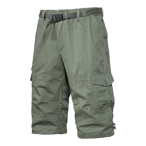 Mens Cargo Shorts Stretch Waist Lightweight Below Knee Length Work Shorts Multi Pockets Outdoor Hiking Running Short Mens Summer Clothes Big and Tall Breathable Gym Short Ripstop Tactical Pants