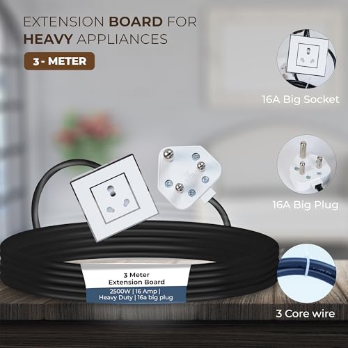 Image of Extension Board Heavy Duty Multi Socket 15A /16A /20A 240Volts (2500 Watts 16A Big Plug, 3 Meter)