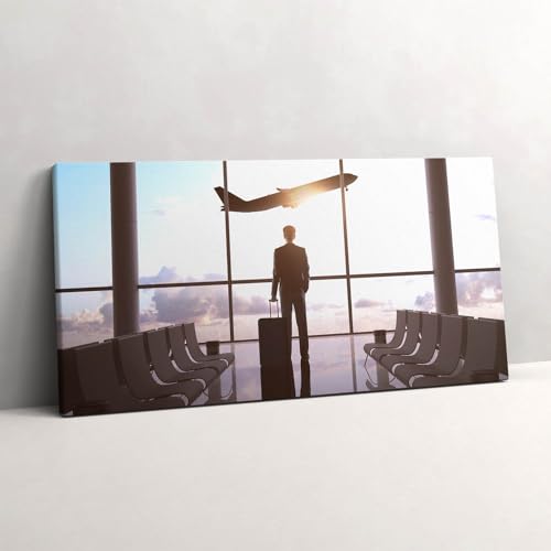 Peinture murale Homme à l'aéroport Grand Tableaux 120x60cm pour bureau moderne