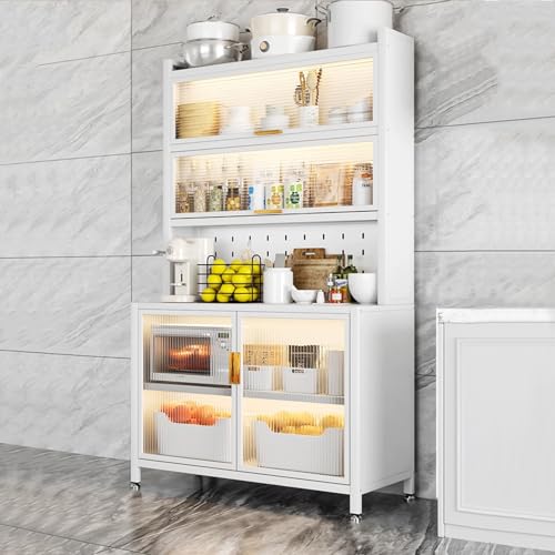 Stehendes Küchenregal mit großem Fassungsvermögen, Bäckerregal mit Schrank, perfekt für Mikrowellenständer und Kaffeebar-Station