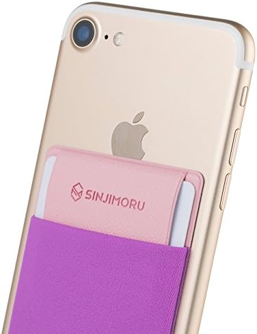 Sinjimoru Secure Card Holder for Back of Phone, Stretchy Fabric Cell Phone Wallet Stick On Credit Card Case for iPhone & Android. Sinji Pouch Flap, Red