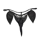 YEMYIQZ Men Thong Elephant Funny G-String Exotic Underwear T-Back Mesh Christmas Joke Gag Prank Gifts Valentines Day for Him Black