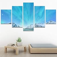 SIGNWIN 5 Panel Canvas Wall Art Astronomy & Space Cosmic Decorative Elements Dramatic Multicolor Photography for Home Decorations Ready to Hang - 60
