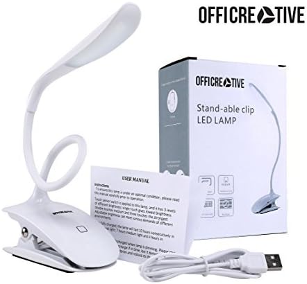 LED Clip On Reading Light, 3 Brightness Reading Book Lamp USB Rechargeable, Touch Switch Book Light for Reading by Officreative