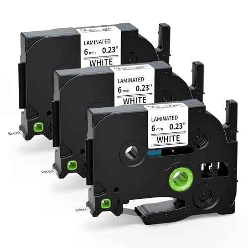 COLORWING TZe-211 6mm Compatible with Brother P-Touch Label Printer Tape 6mm White TZe211 Laminated TZ Tape Cassette 0.23" for Brother Ptouch PT-D210 PT-D220 PT-H110 PT-H100 PT-D600 Label Maker