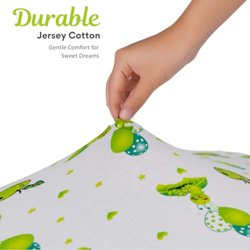Image of 3 Pack Crib Sheets - Ultra Soft Jersey Cotton Baby Crib Sheets, Breathable Fitted Sheets for Standard Crib Mattress (52 inch x 28 inch), Baby Boy Crib Bedding Set - Green Caterpillar