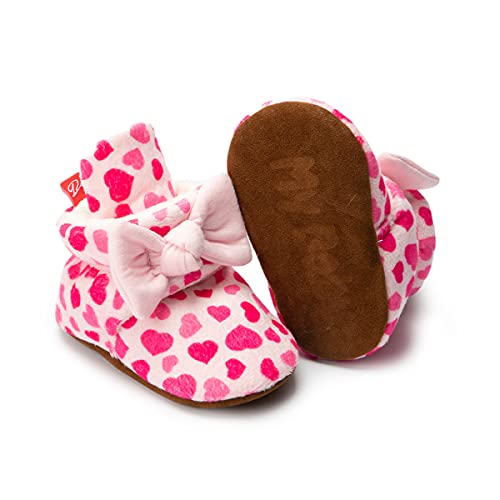Image of Babelvit Newborn Baby Boy Girl Soft Fleece Booties Stay On Infant Slippers Socks Shoe Non Skid Gripper Toddler First Walkers Winter Ankle Crib Shoes