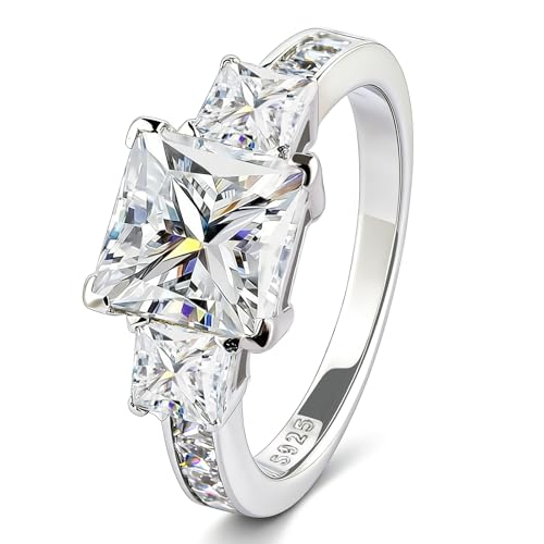 Zuyaeui 3 Stone Moissanite Engagement Rings for Women, Wedding Promise Ring