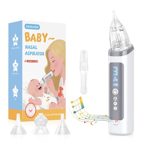 Image of Medcodes Nasal Aspirator for Baby, Electric Nose Sucker for Baby & Toddler, Congestion Relief with 3 Levels Suction,Soothing Light & Nursery Rhymes (Large A)