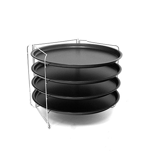 D-Mail Set 4 teglie per Pizza con Supporto da Forno