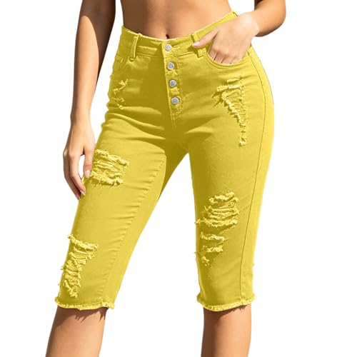 Jean 7/8 pour femme élastique fini les pantalons serrés et inconfortables en été