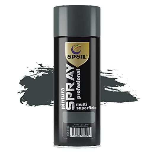 SPSIL Pintura Spray 400ml, Spray Acrílico para Metal/Madera/Plástico (Gris Oscuro Brillo 8551, Paquete de 1), Envío desde España