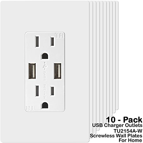 TOPGREENER High Speed USB Wall Outlet, 15A Tamper-Resistant Receptacles, Compatible with iPhone, Samsung Galaxy, LG, HTC & Other Smartphones, UL Listed, TU2154A-SG, Space Gray