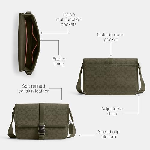 Coach Mens League Messenger Bag, Army Green, One Size - image 3