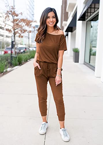 Image of PRETTYGARDEN Jumpsuits for Women 2026 Summer Dressy Off Shoulder Romper Spring Vacation Travel Lounge Outfits Clothes