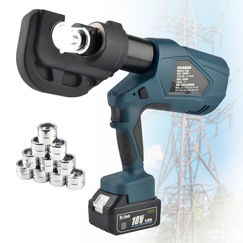 EpyGnom Pinza Crimpatrice Elettrica Idraulica Ricaricabile per Terminali in Rame e Alluminio con 2 Batteria e Matrici Pressatrice a Batteria Campo di crimpatura 16-300mm²/16-400mm² EZ400