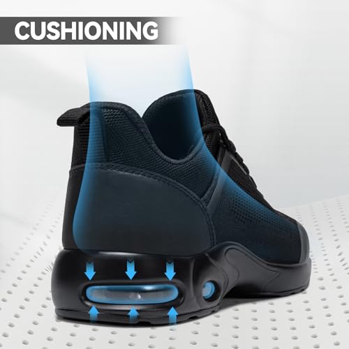 Image of LARNMERN Steel Toe Shoes for Men Women Lightweight Safety Toe Tennis Sneakers Breathable Slip Resistant Work Shoe Comfort Indestructible (10,Black,RSA51008)