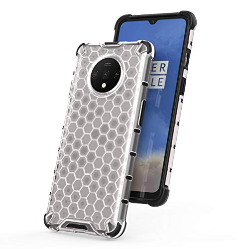 Image of Glasgow Back Case Cover Compatible with OnePlus 7T (Honeycomb Pattern) - Transparent