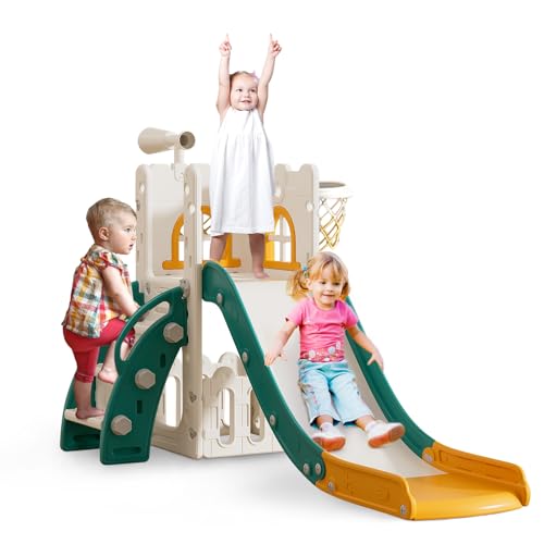 LulliSpace 6 in 1 Toddler Slide,Kids Playset for Toddlers Indoor