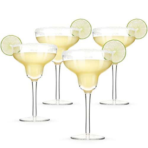 Image of True Margarita Glass, Crystal Stemmed Cocktail Glasses, Dishwasher Safe, Mixed Drink Glasses, Daquiri Glass Holds 10 oz., Set of 4, Clear