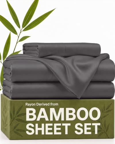 100% Rayon Derived From Bamboo - Bamboo Sheets Twin Size - Dark Grey