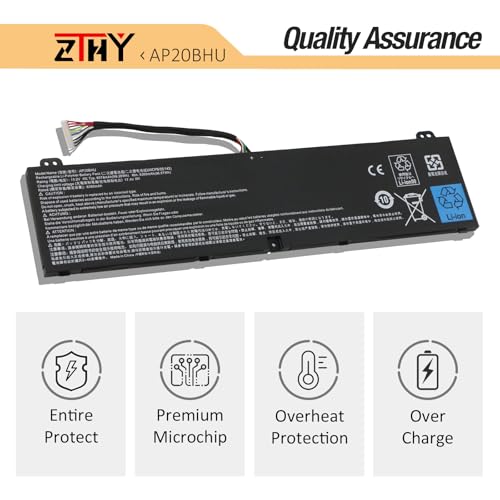 Image of ZTHY AP20BHU Laptop Battery Replacement for Acer Predator Triton 500 SE 16 inch PT516-51S PT516-52S PT516-51S-70TP PT516-51S-71Q2 PT516-51S-76LF PT516-52S-726W PT516-52S-73YD Series 15.2V 99.98Wh 6578mAh