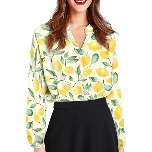 Coloranimal Women's Casual Long Sleeve Shirts Button Up V-Neck Blouse Tunic Tops Size S-5XL3