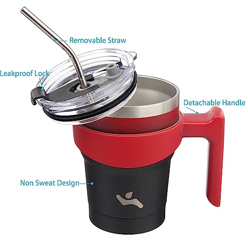 Image of Konokyo 10 oz Tumbler with Handle and Straw, Insulated Travel Mug