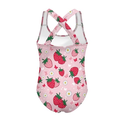 Image of Kid One Piece Swimsuit with Cross Back Girls Summer Sleeveles Swimwear for 5-14 Years