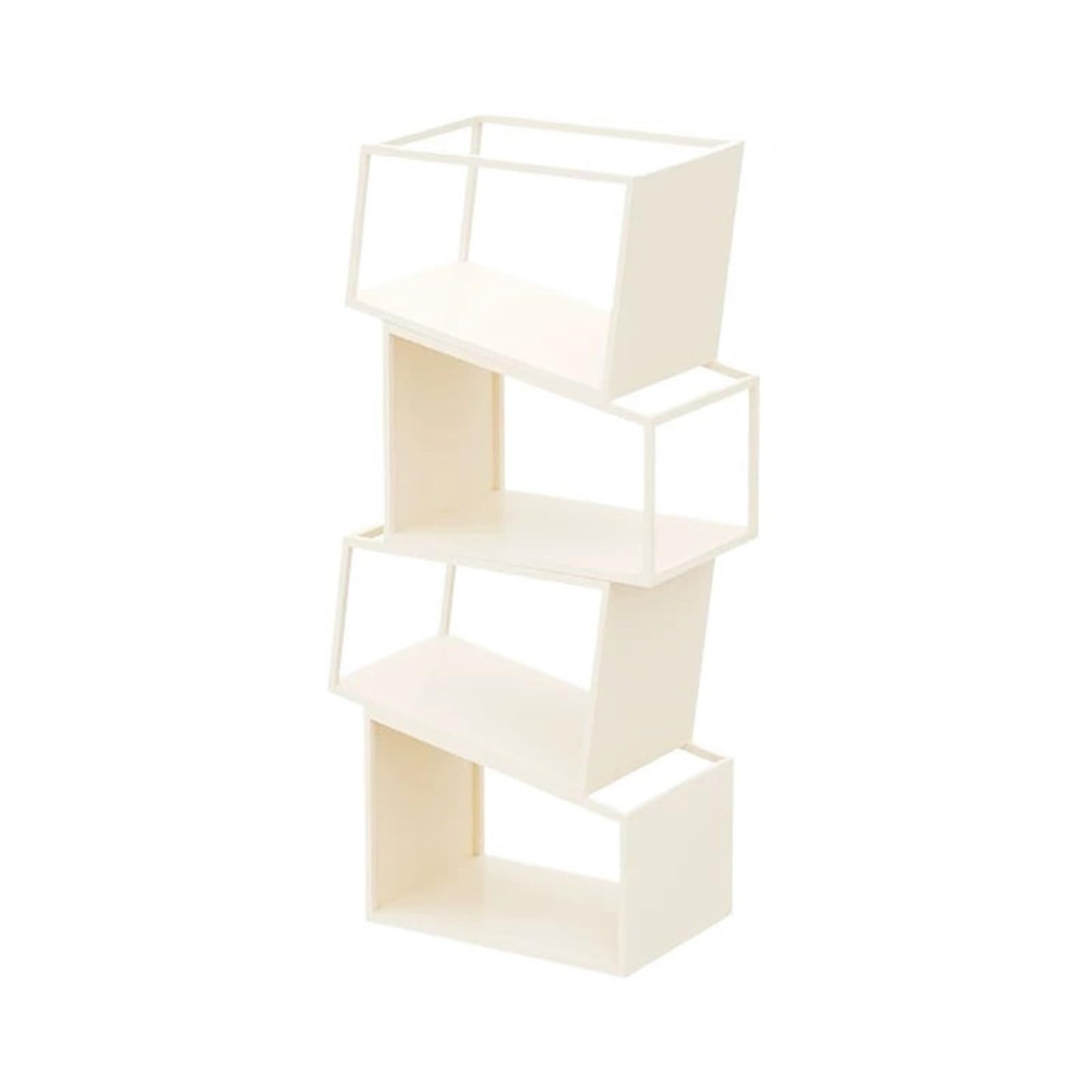 ZYYANSHOP Bookshelf 4-Tier Light Luxury Creative Bookshelf Home Office Vertical Iron Metal Storage Rack(White)