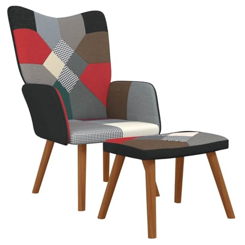 LAPOOH Silla de relajación con reposapiés, Butacas De Salon, Sillon Tantra, Butacas para Dormitorio, Silla Comedor, Sillones De Salón, Tela Patchwork